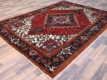Heriz Heriz hand-knotted wool rug in Red & Blue, 6'7" x 9'2" — SKU O085919 (view 3)