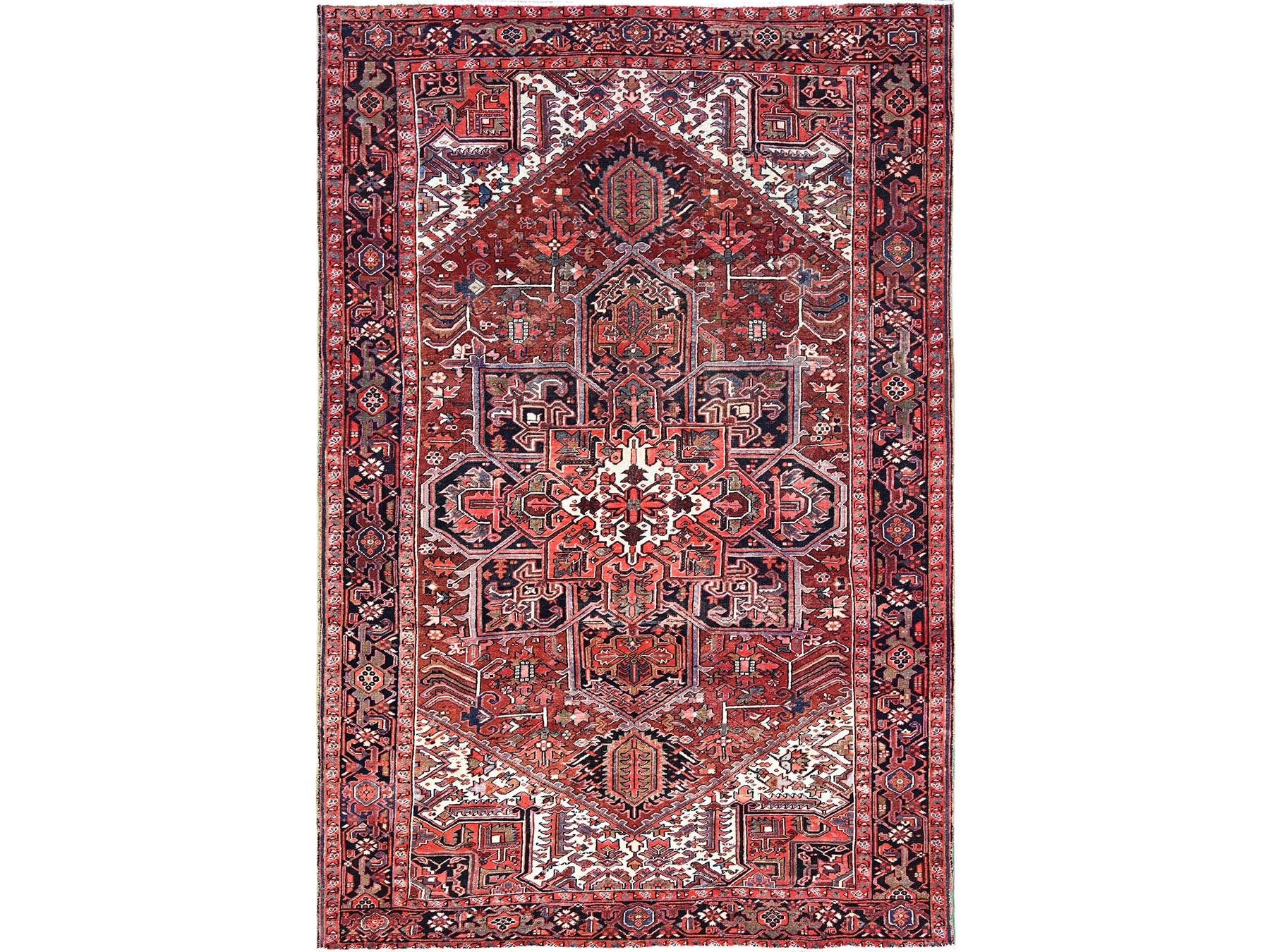Heriz Heriz hand-knotted wool rug in Red & Black, 7'11" x 12'2" — SKU O085933