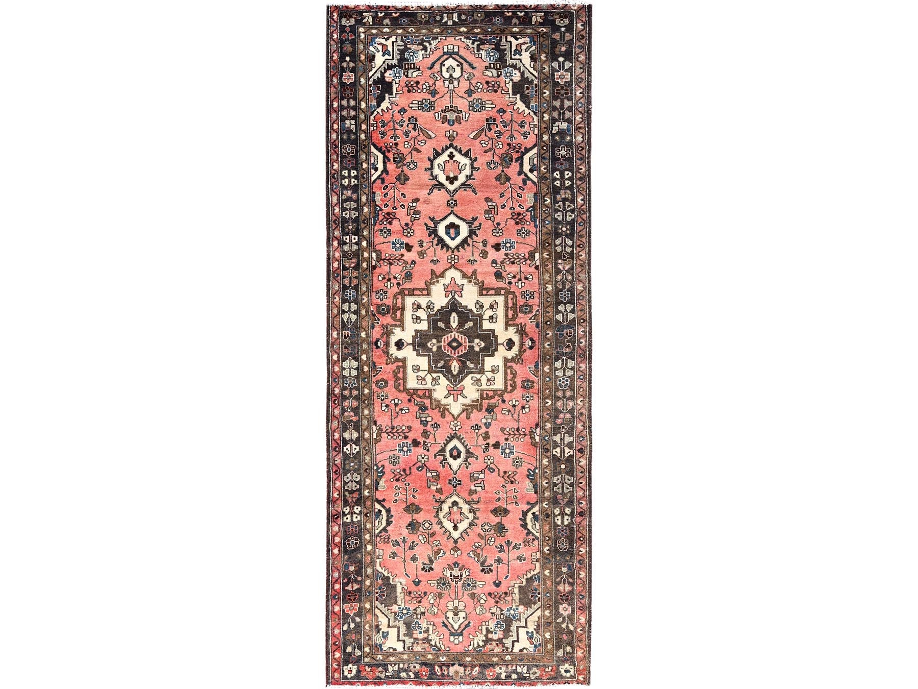 Pink 3'7" x 9'2" Vintage Hand knotted Wool Rug - Sku: O085970