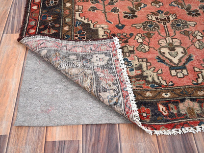 Hamadan Vintage hand-knotted wool runner in Pink & Black, 3'7" x 9'2" — SKU O085970 (view 3)
