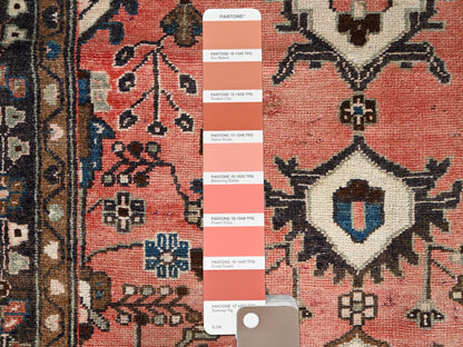 Hamadan Vintage hand-knotted wool runner in Pink & Black, 3'7" x 9'2" — SKU O085970 (view 4)