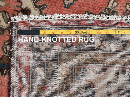 Hamadan Vintage hand-knotted wool runner in Pink & Black, 3'7" x 9'2" — SKU O085970 (view 7)