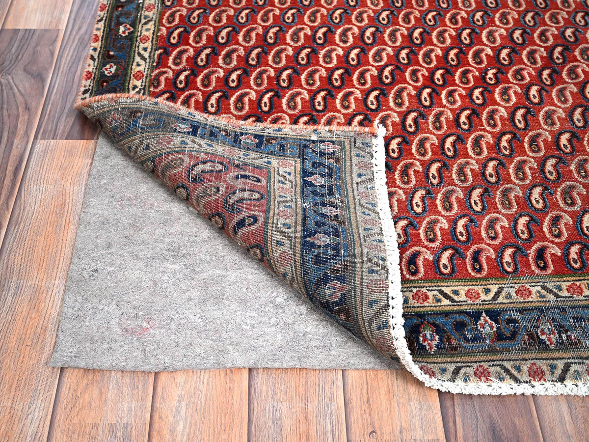 Senneh Vintage hand-knotted wool runner in Red & Blue, 4'1" x 6'7" — SKU O085976 (view 3)