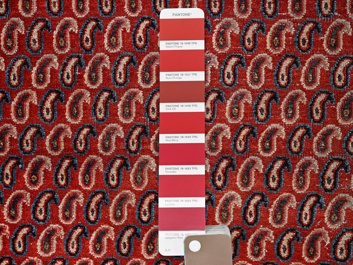 Senneh Vintage hand-knotted wool runner in Red & Blue, 4'1" x 6'7" — SKU O085976 (view 4)
