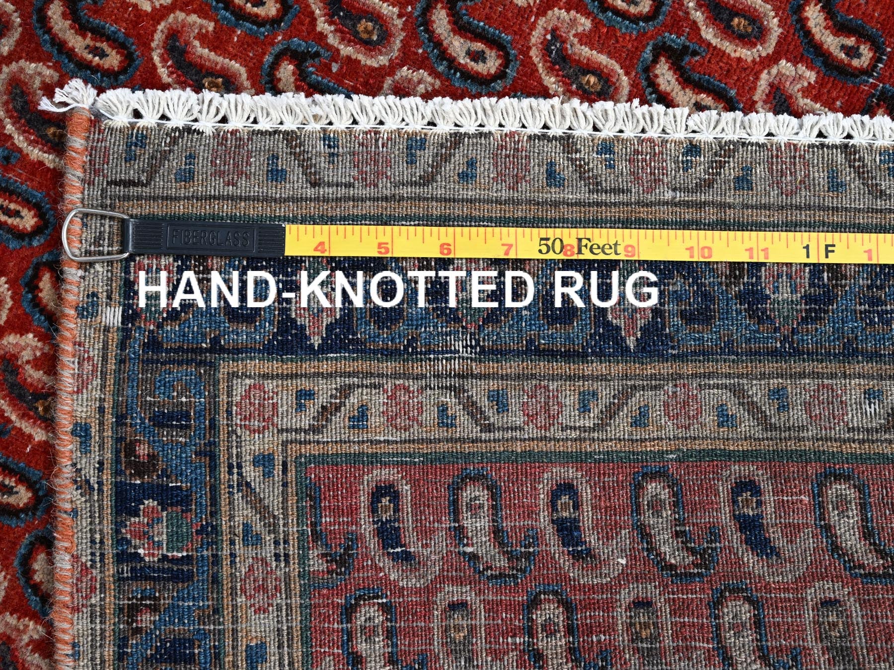 Senneh Vintage hand-knotted wool runner in Red & Blue, 4'1" x 6'7" — SKU O085976 (view 7)