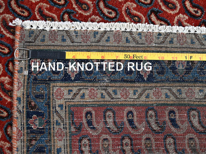 Senneh Vintage hand-knotted wool runner in Red & Blue, 4'1" x 6'7" — SKU O085976 (view 7)