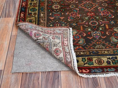 Brown 3'5" x 10'4" Vintage Hand knotted Wool Rug - Sku: O085985
