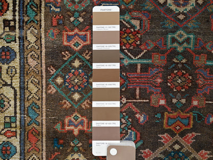 Brown 3'5" x 10'4" Vintage Hand knotted Wool Rug - Sku: O085985