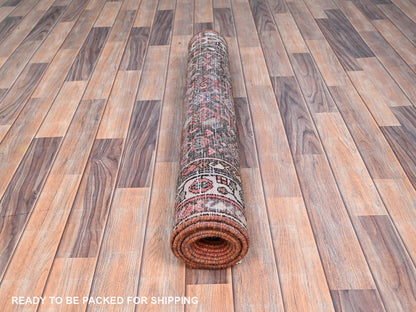 Brown 3'5" x 10'4" Vintage Hand knotted Wool Rug - Sku: O085985