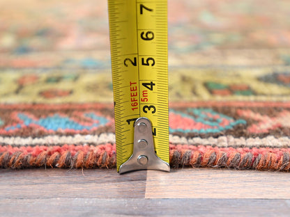 Brown 3'5" x 10'4" Vintage Hand knotted Wool Rug - Sku: O085985