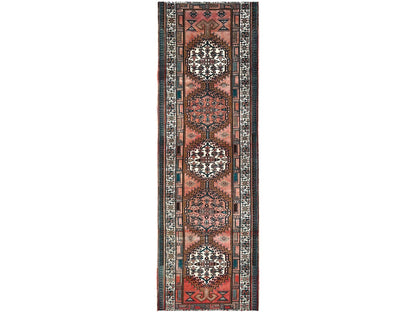 Brown 3'5" x 10'2" Vintage Hand knotted Wool Rug - Sku: O085988