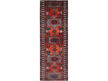 Heriz Vintage hand-knotted wool runner in Orange & Ivory, 3'5" x 9'8" — SKU O085989