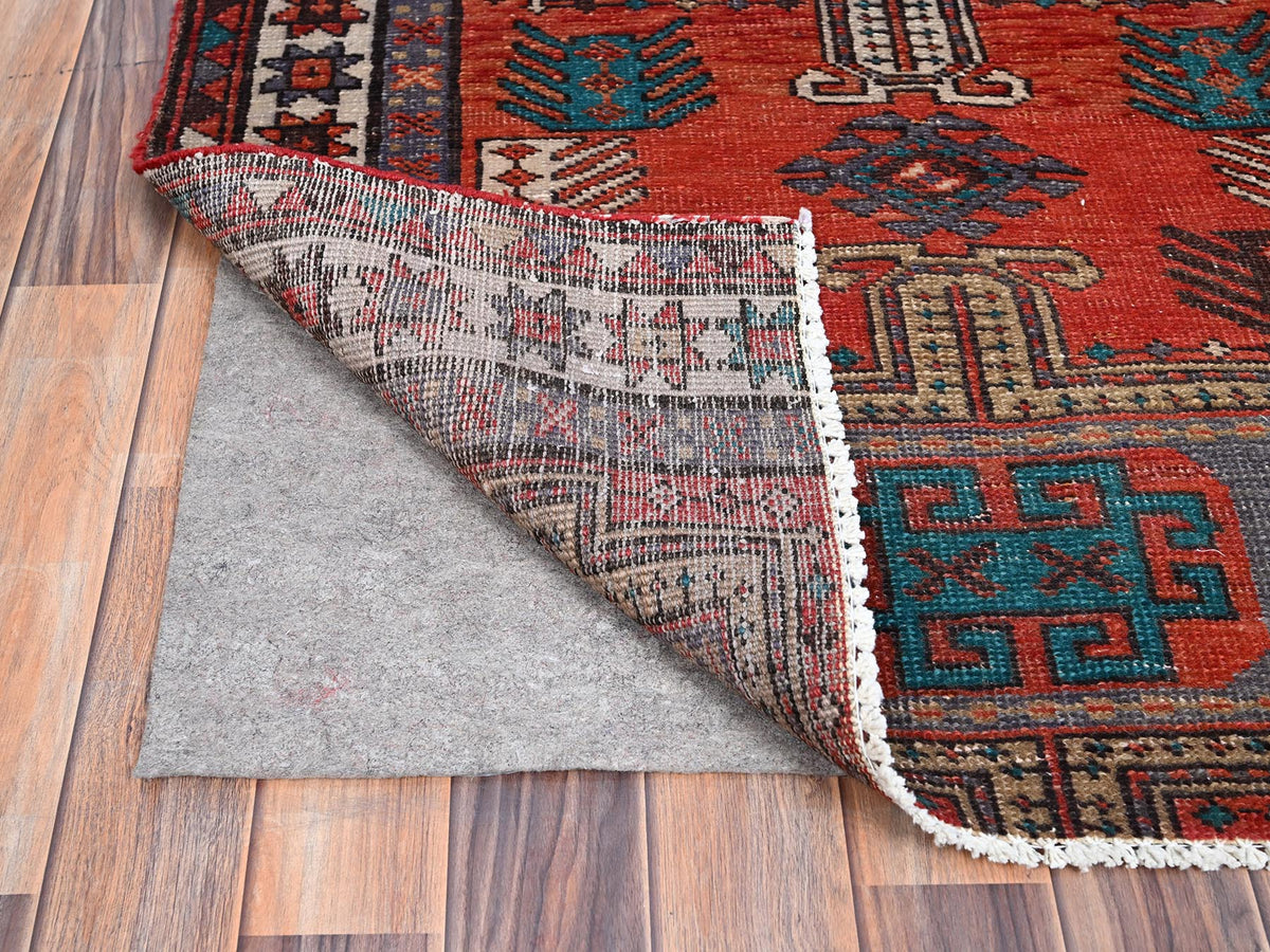 Heriz Vintage hand-knotted wool runner in Orange & Ivory, 3'5" x 9'8" — SKU O085989 (view 3)