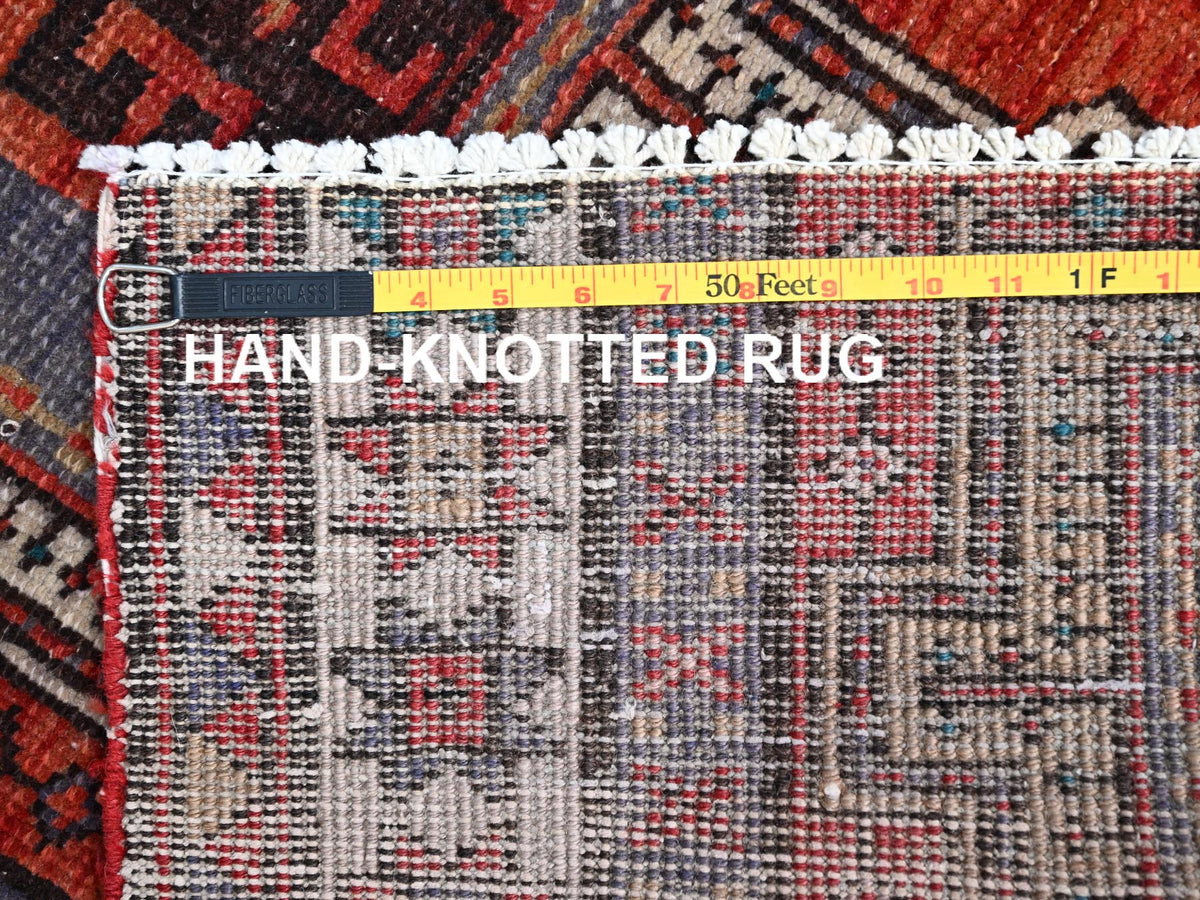 Heriz Vintage hand-knotted wool runner in Orange & Ivory, 3'5" x 9'8" — SKU O085989 (view 7)