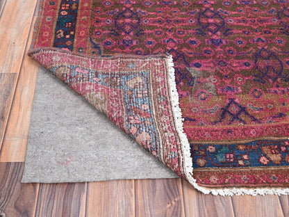 Hamadan Vintage hand-knotted wool runner in Overdyed & Blue, 3'4" x 10'8" — SKU O086015 (view 3)