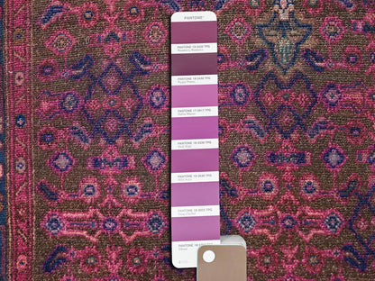 Hamadan Vintage hand-knotted wool runner in Overdyed & Blue, 3'4" x 10'8" — SKU O086015 (view 4)