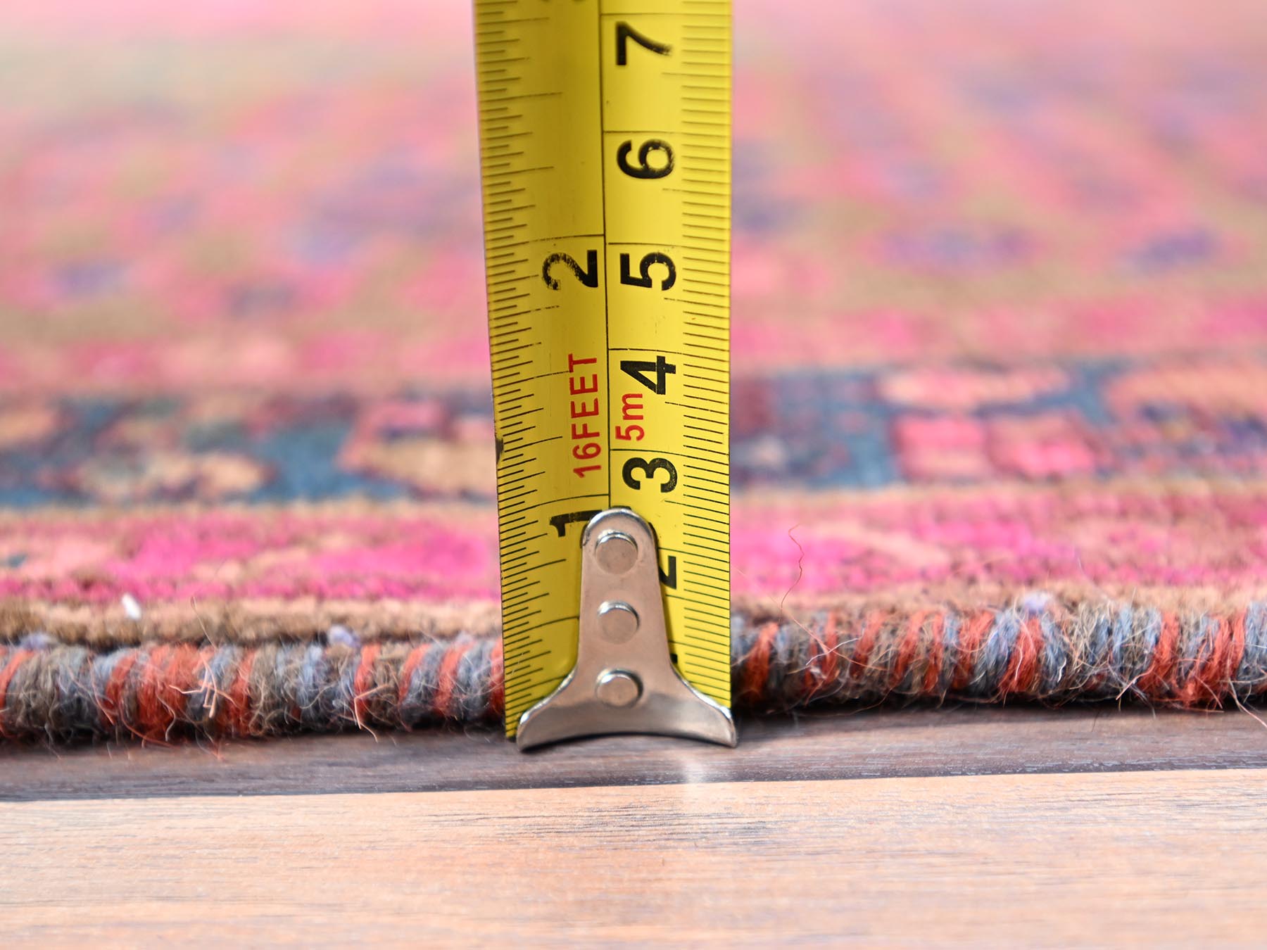 Hamadan Vintage hand-knotted wool runner in Overdyed & Blue, 3'4" x 10'8" — SKU O086015 (view 6)