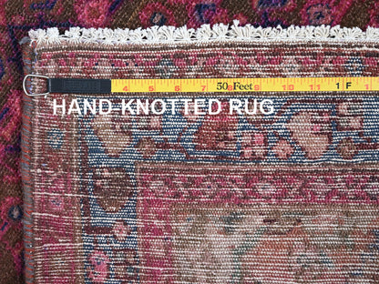 Hamadan Vintage hand-knotted wool runner in Overdyed & Blue, 3'4" x 10'8" — SKU O086015 (view 7)