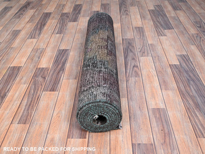 Hamadan Vintage hand-knotted wool runner in Overdyed, 3'2" x 11'11" — SKU O086016 (view 5)