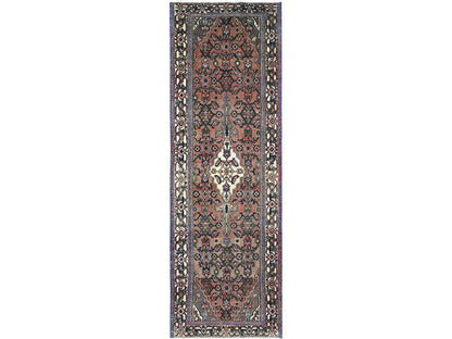 Brown 3'4" x 10'1" Vintage Hand knotted Wool Rug - Sku: O086020