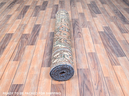 Brown 3'4" x 10'1" Vintage Hand knotted Wool Rug - Sku: O086020