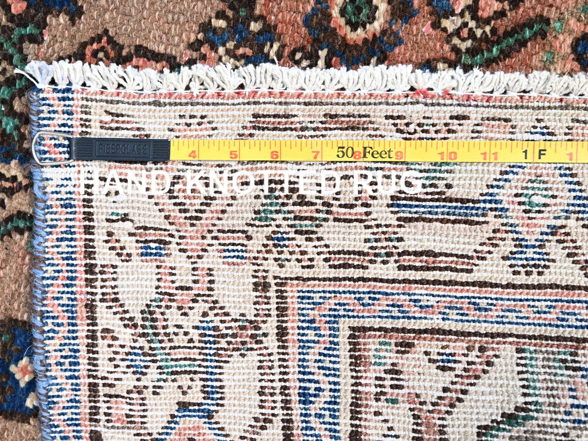 Vintage hand-knotted wool runner in Brown & Ivory, 3'4" x 10'1" — SKU O086020 (view 7)