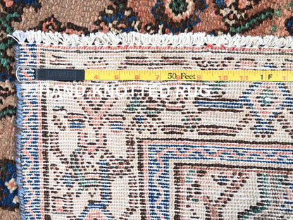Vintage hand-knotted wool runner in Brown & Ivory, 3'4" x 10'1" — SKU O086020 (view 7)