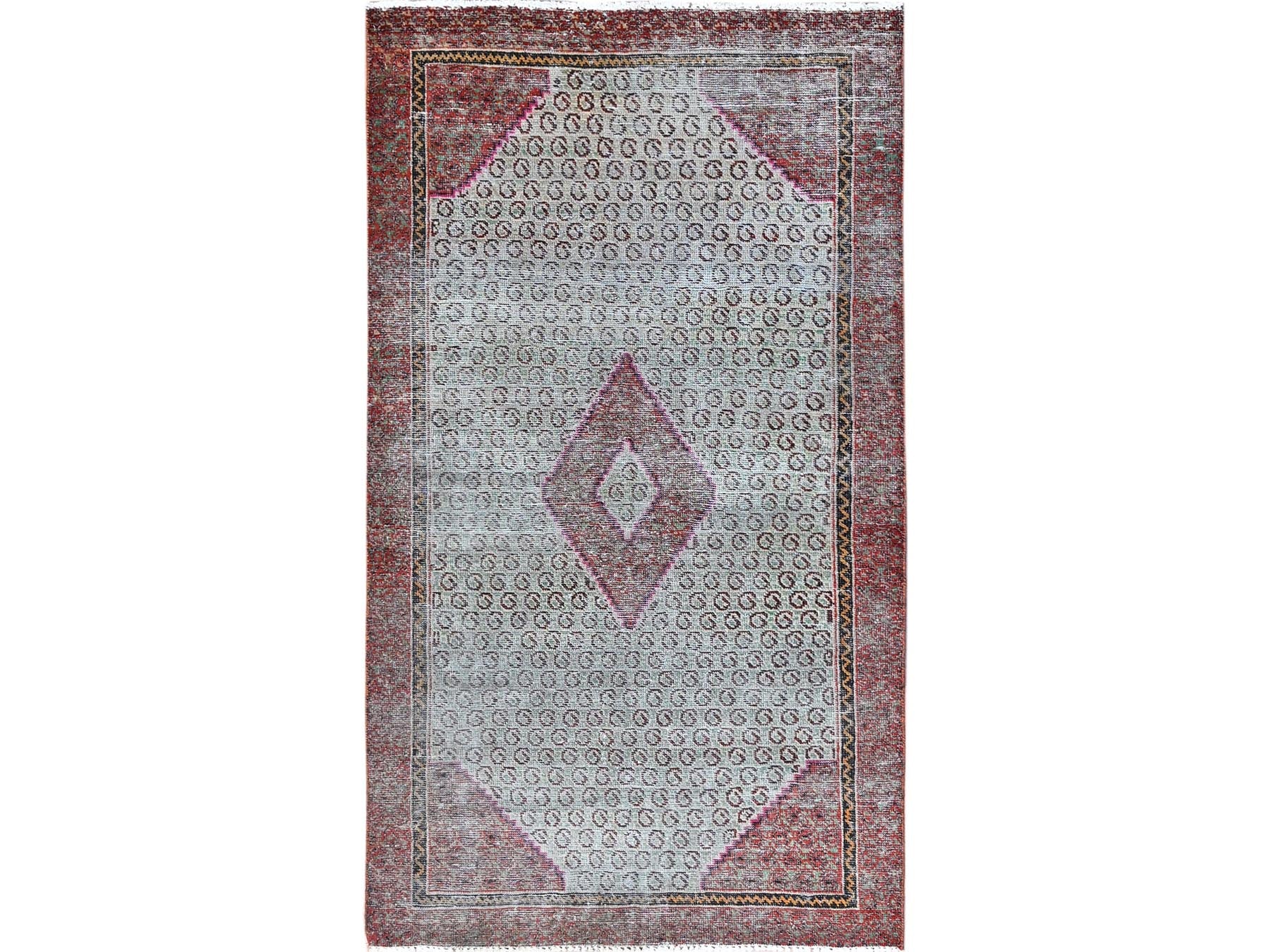 Hamadan Vintage hand-knotted wool rug in Blue & Red, 3'5" x 6'2" — SKU O086051