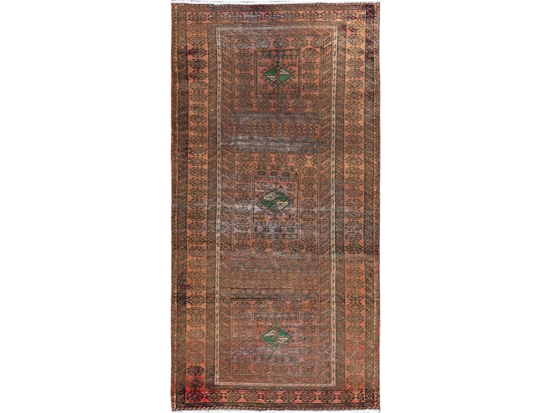 Baluch Vintage hand-knotted wool rug in Brown, 3' x 6'7" — SKU O086063