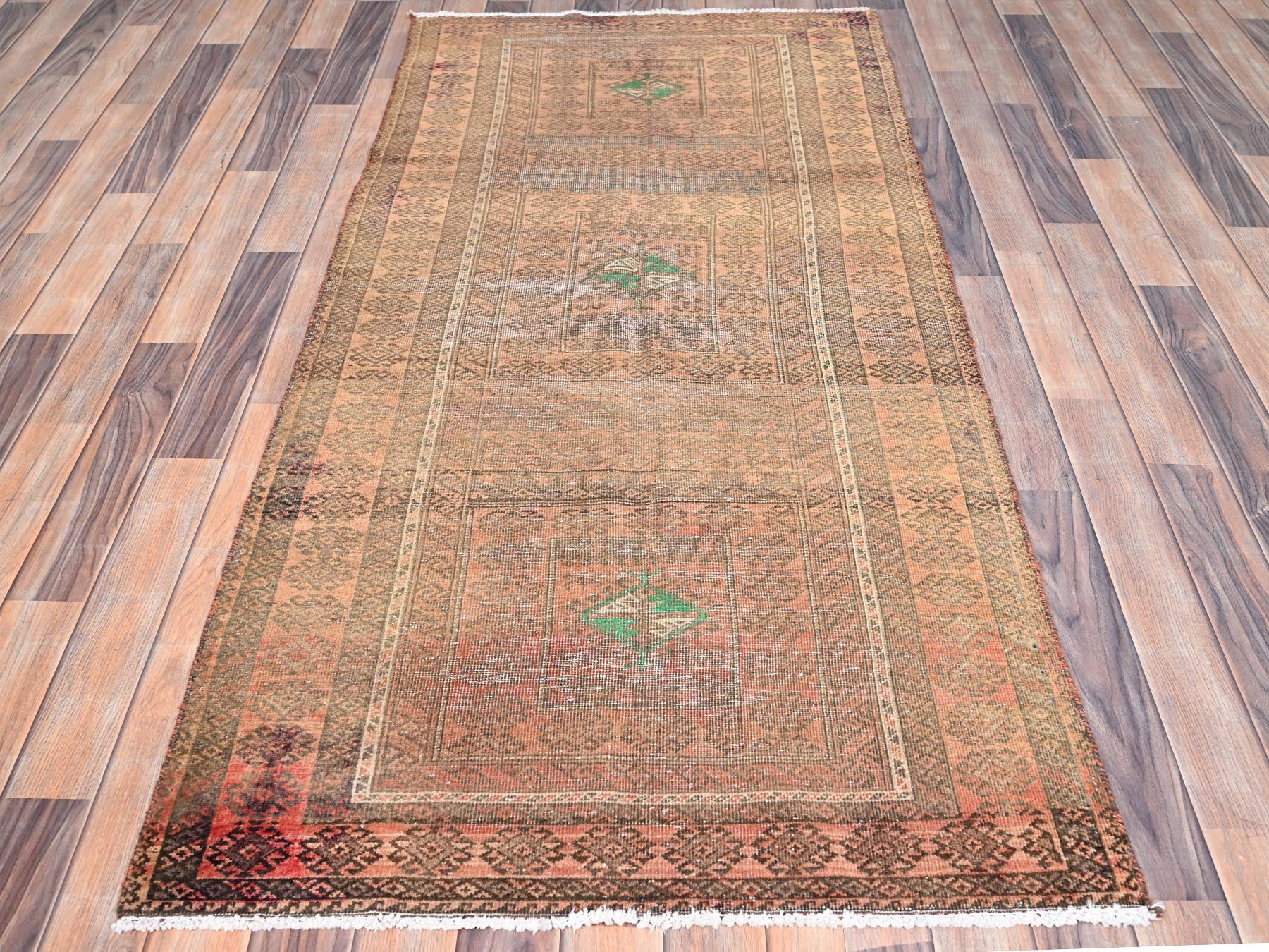 Baluch Vintage hand-knotted wool rug in Brown, 3' x 6'7" — SKU O086063 (view 2)