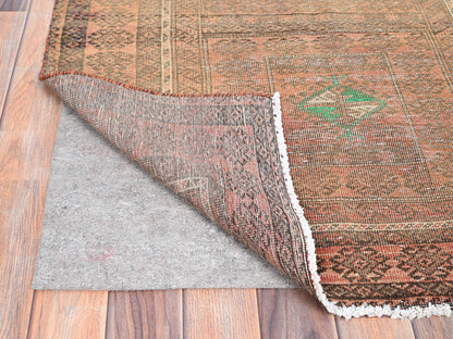Brown 3'0" x 6'7" Vintage Hand knotted Wool Rug - Sku: O086063