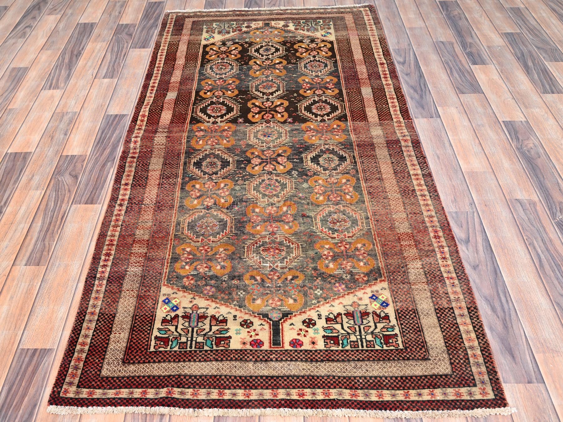 Baluch Vintage hand-knotted wool rug in Brown & Beige, 3'3" x 6'6" — SKU O086071 (view 2)