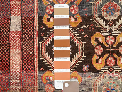 Brown 3'3" x 6'6" Vintage Hand knotted Wool Rug - Sku: O086071
