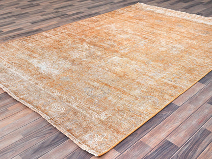 Overdyed 6'1" x 9'0" Vintage Hand knotted Wool Rug - Sku: O086092