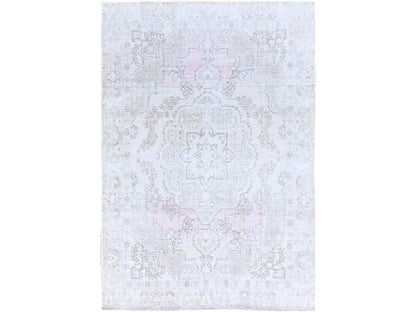 Tabriz Vintage hand-knotted wool rug in Ivory, 6'2" x 8'8" — SKU O086097