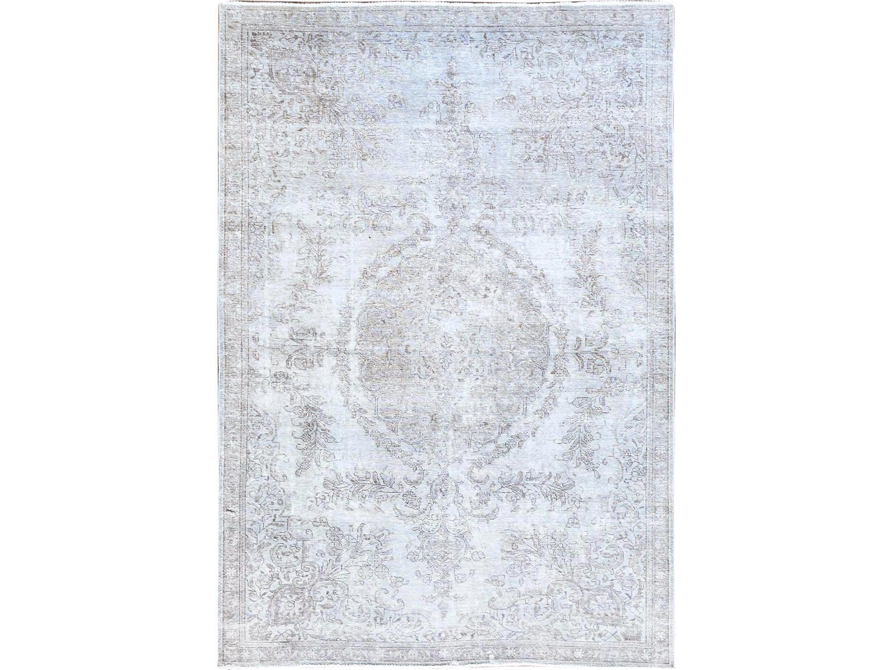 Tabriz Vintage hand-knotted wool rug in Gray, 6'3" x 9'6" — SKU O086098