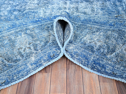 Tabriz Vintage hand-knotted wool rug in Overdyed & Blue, 7'5" x 10'11" — SKU O086102 (view 5)