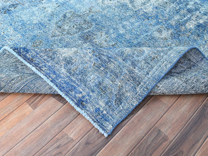 Tabriz Vintage hand-knotted wool rug in Overdyed & Blue, 7'5" x 10'11" — SKU O086102 (view 6)