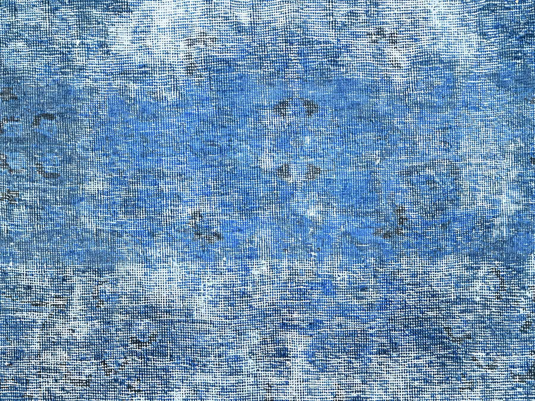 Tabriz Vintage hand-knotted wool rug in Overdyed & Blue, 7'5" x 10'11" — SKU O086102 (view 8)