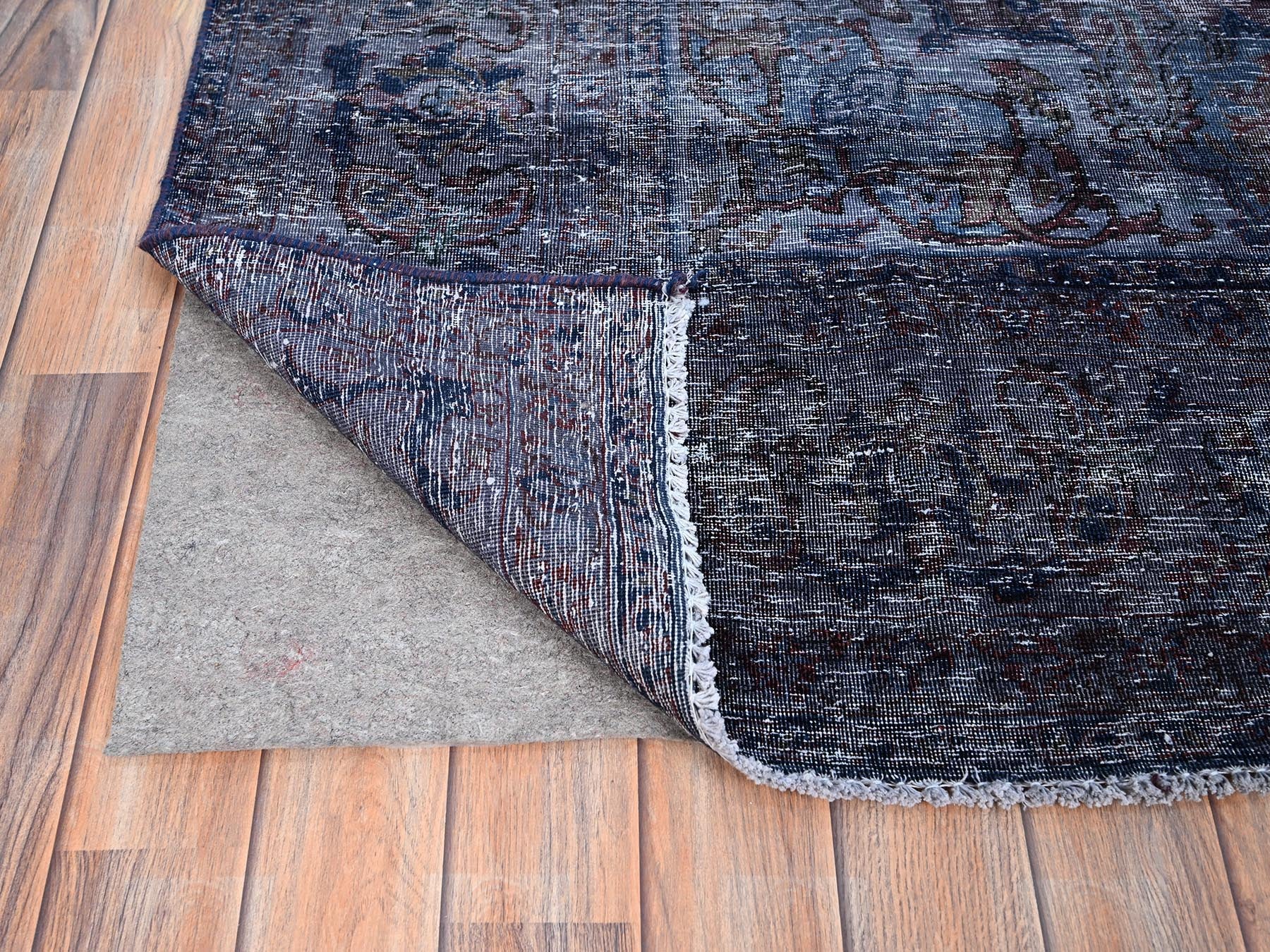 Tabriz Vintage hand-knotted wool rug in Overdyed & Blue, 6'5" x 10'3" — SKU O086110 (view 4)