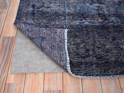 Tabriz Vintage hand-knotted wool rug in Overdyed & Blue, 6'5" x 10'3" — SKU O086110 (view 4)