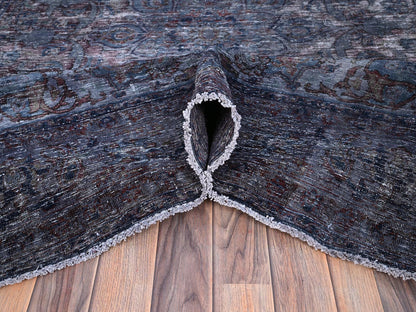Tabriz Vintage hand-knotted wool rug in Overdyed & Blue, 6'5" x 10'3" — SKU O086110 (view 5)