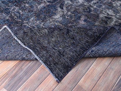 Tabriz Vintage hand-knotted wool rug in Overdyed & Blue, 6'5" x 10'3" — SKU O086110 (view 6)