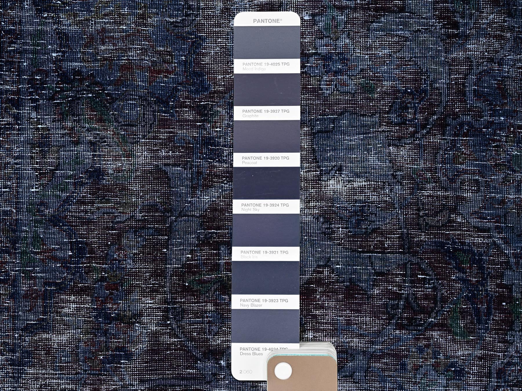 Tabriz Vintage hand-knotted wool rug in Overdyed & Blue, 6'5" x 10'3" — SKU O086110 (view 7)