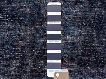 Tabriz Vintage hand-knotted wool rug in Overdyed & Blue, 6'5" x 10'3" — SKU O086110 (view 7)
