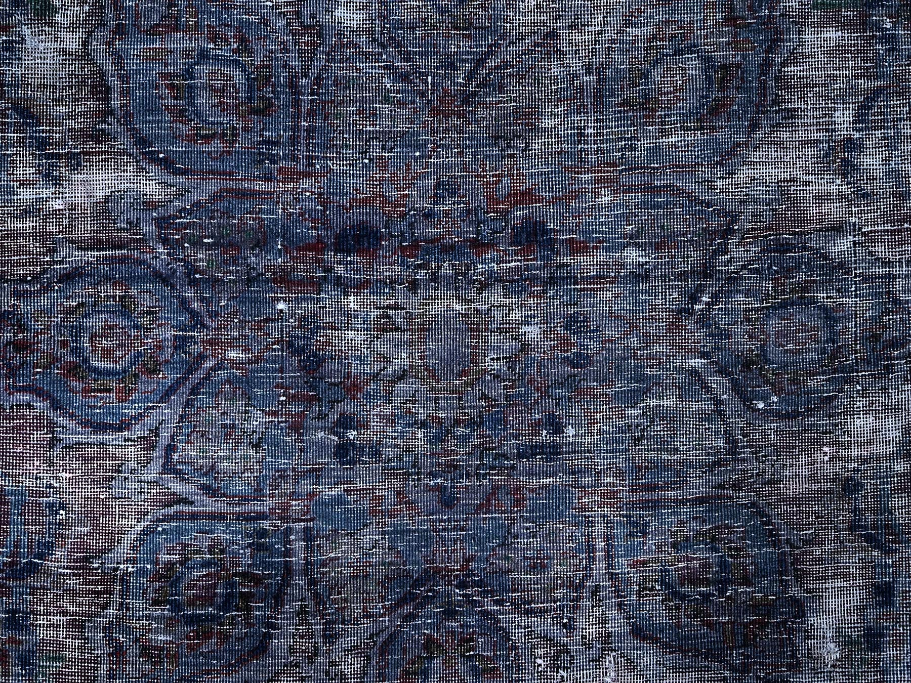 Tabriz Vintage hand-knotted wool rug in Overdyed & Blue, 6'5" x 10'3" — SKU O086110 (view 8)