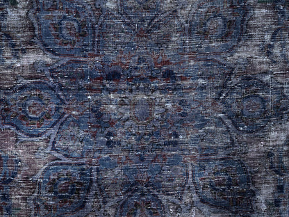 Tabriz Vintage hand-knotted wool rug in Overdyed & Blue, 6'5" x 10'3" — SKU O086110 (view 8)