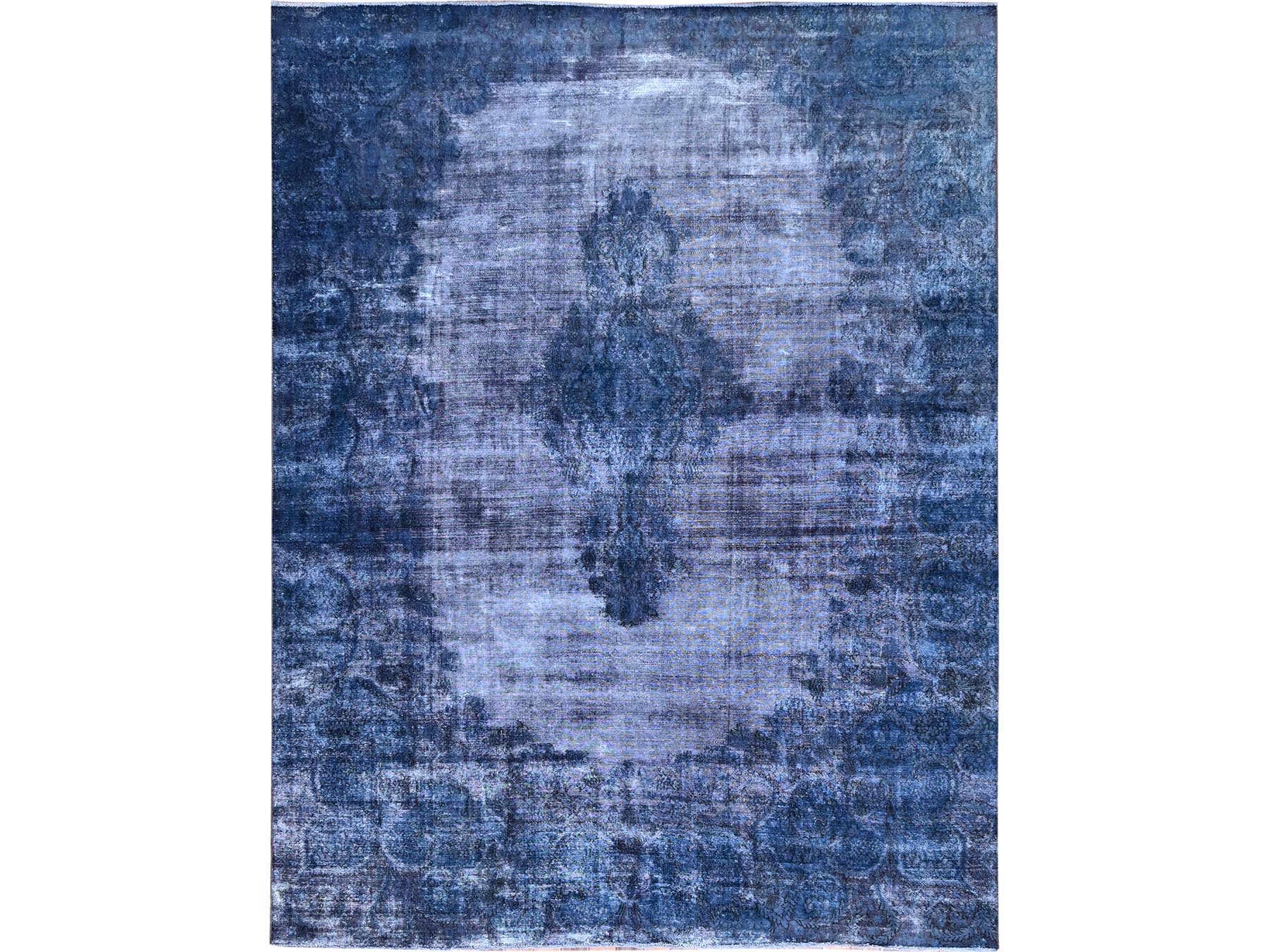 Kerman Vintage hand-knotted wool rug in Overdyed & Blue, 8'3" x 10'9" — SKU O086112