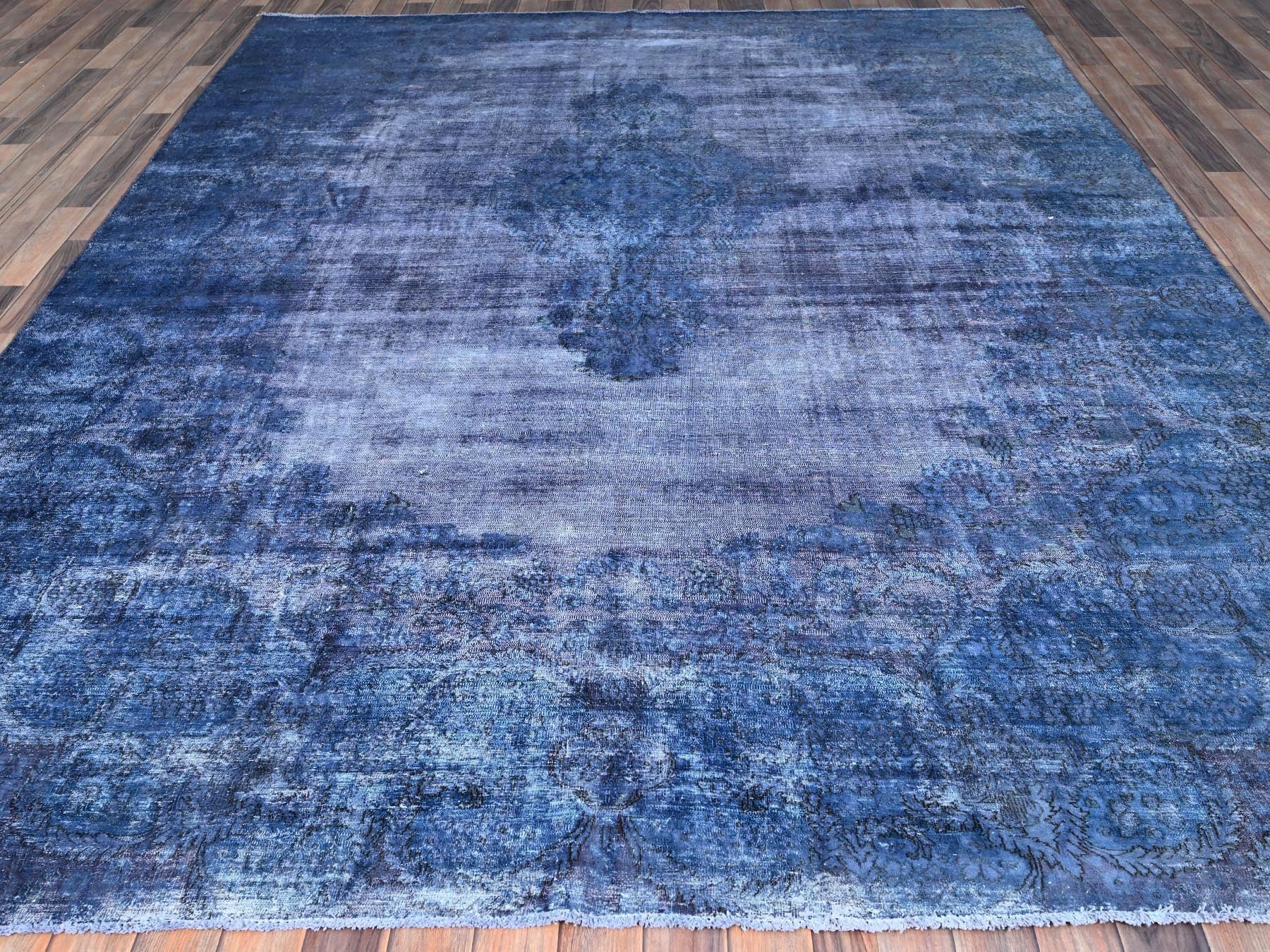 Kerman Vintage hand-knotted wool rug in Overdyed & Blue, 8'3" x 10'9" — SKU O086112 (view 2)