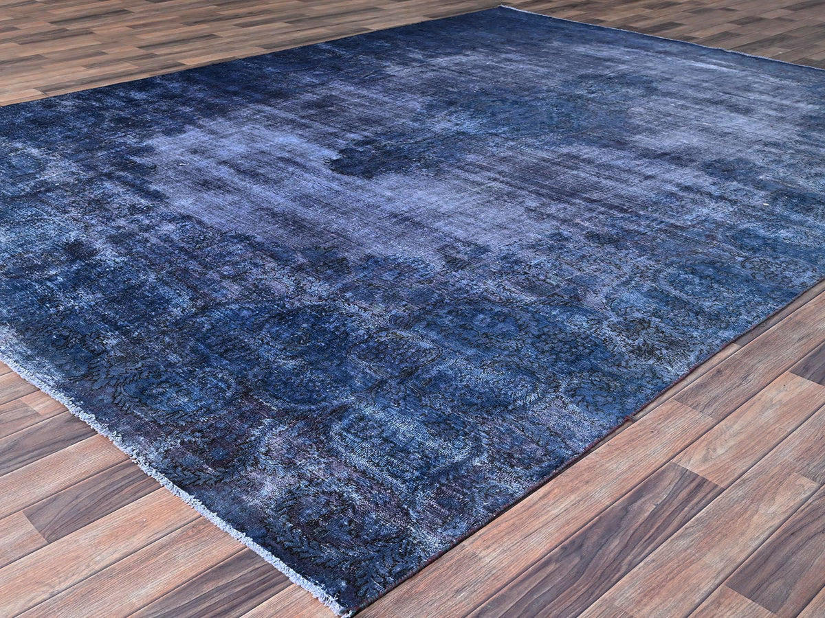 Kerman Vintage hand-knotted wool rug in Overdyed & Blue, 8'3" x 10'9" — SKU O086112 (view 3)